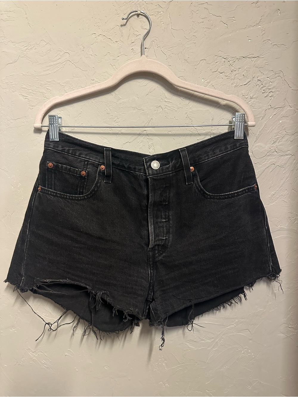 Levi’s 501 Black Denim Shorts - 28